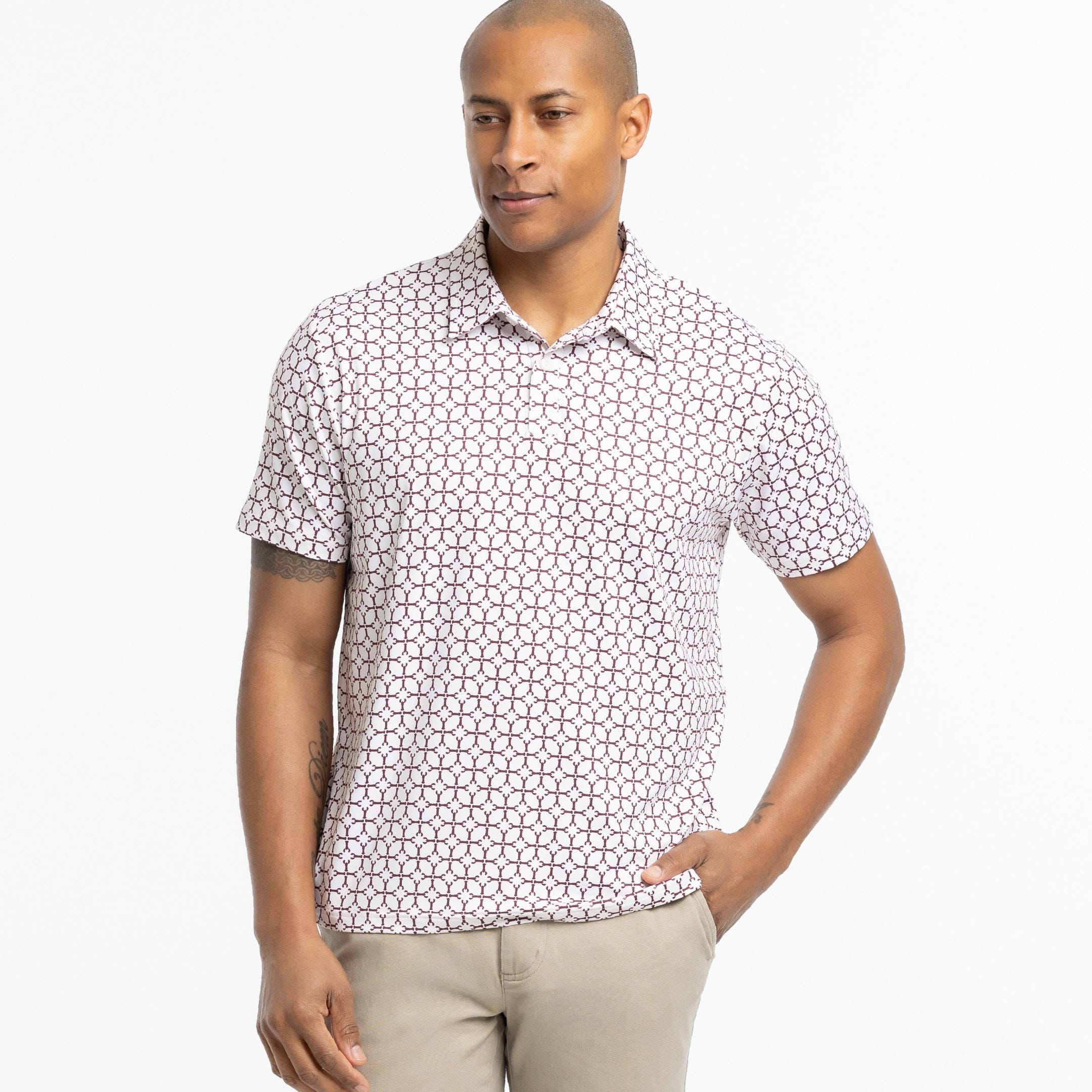 Ash & Erie Dancing Lobsters Tech Polo Shirt for Short Men   Tech Polo Shirt