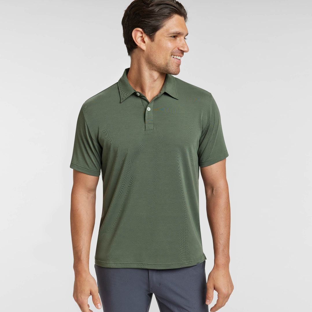 Ash & Erie Dark Green Tech Polo Shirt for Short Men   Tech Polo Shirt
