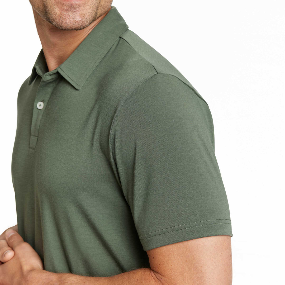 Ash & Erie Dark Green Tech Polo Shirt for Short Men   Tech Polo Shirt