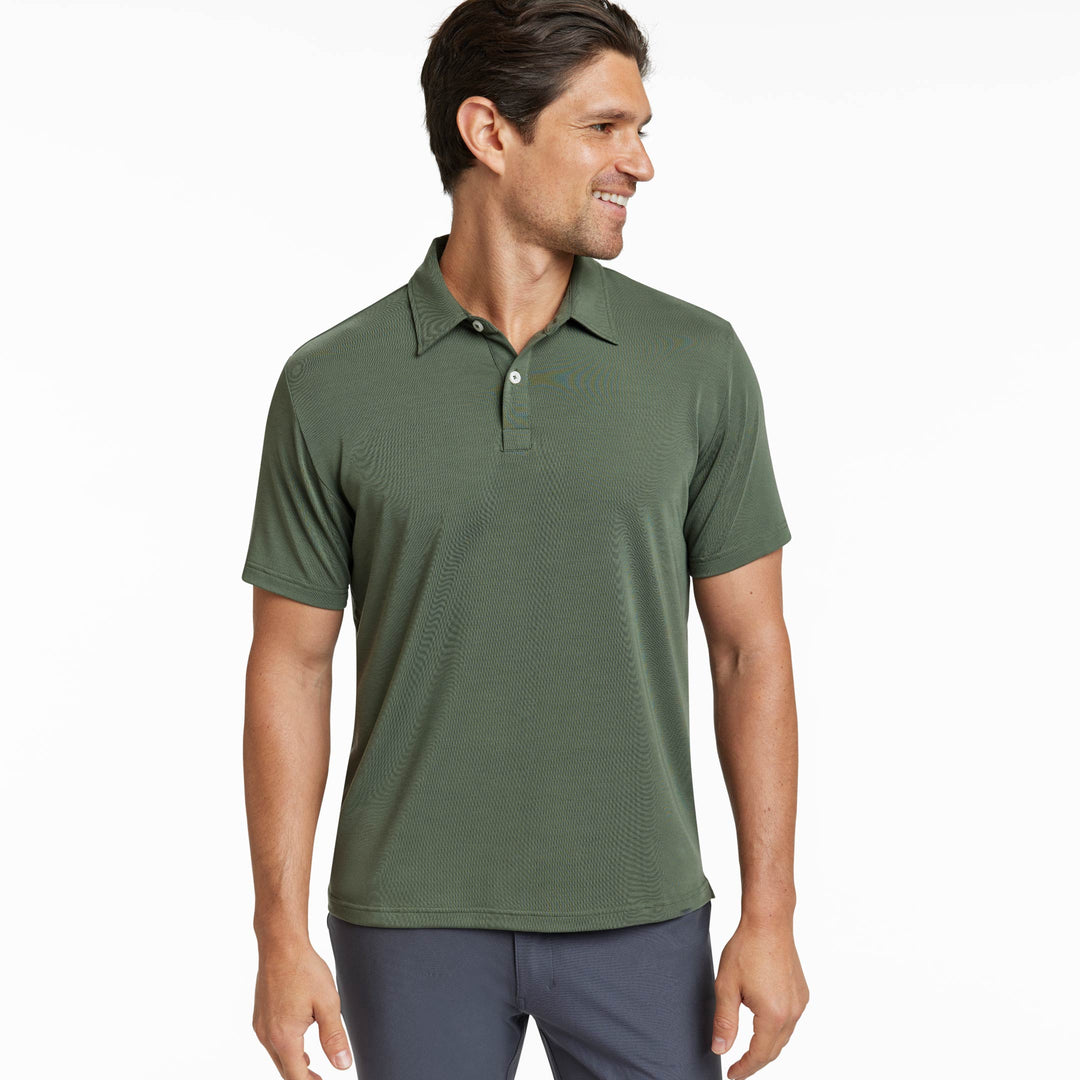 Ash & Erie Dark Green Tech Polo Shirt for Short Men   Tech Polo Shirt