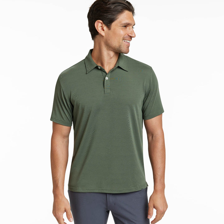 Ash & Erie Dark Green Tech Polo Shirt for Short Men   Tech Polo Shirt