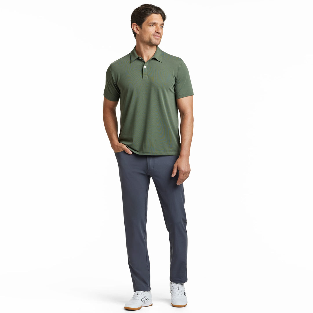 Ash & Erie Dark Green Tech Polo Shirt for Short Men   Tech Polo Shirt