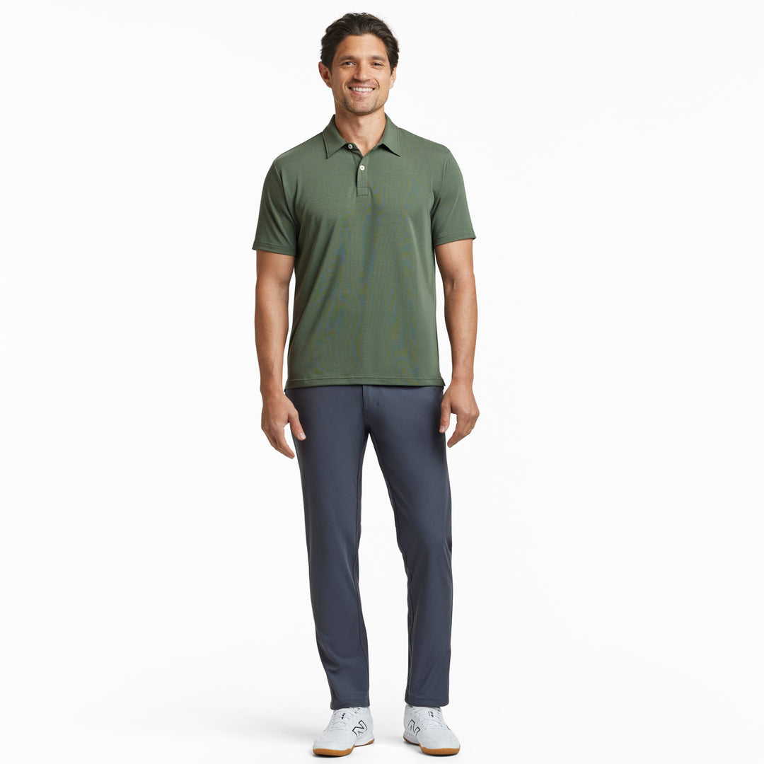 Ash & Erie Dark Green Tech Polo Shirt for Short Men   Tech Polo Shirt