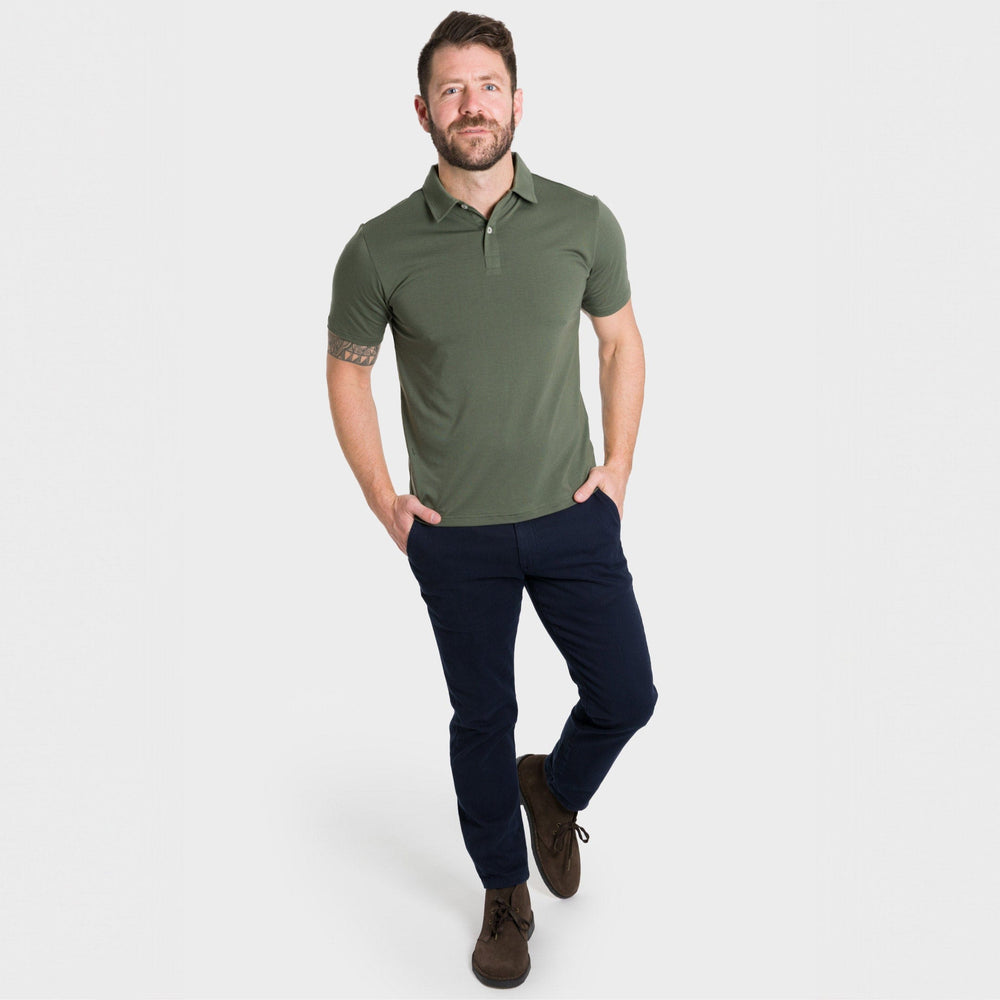 Ash & Erie Dark Green Tech Polo Shirt for Short Men   Tech Polo Shirt