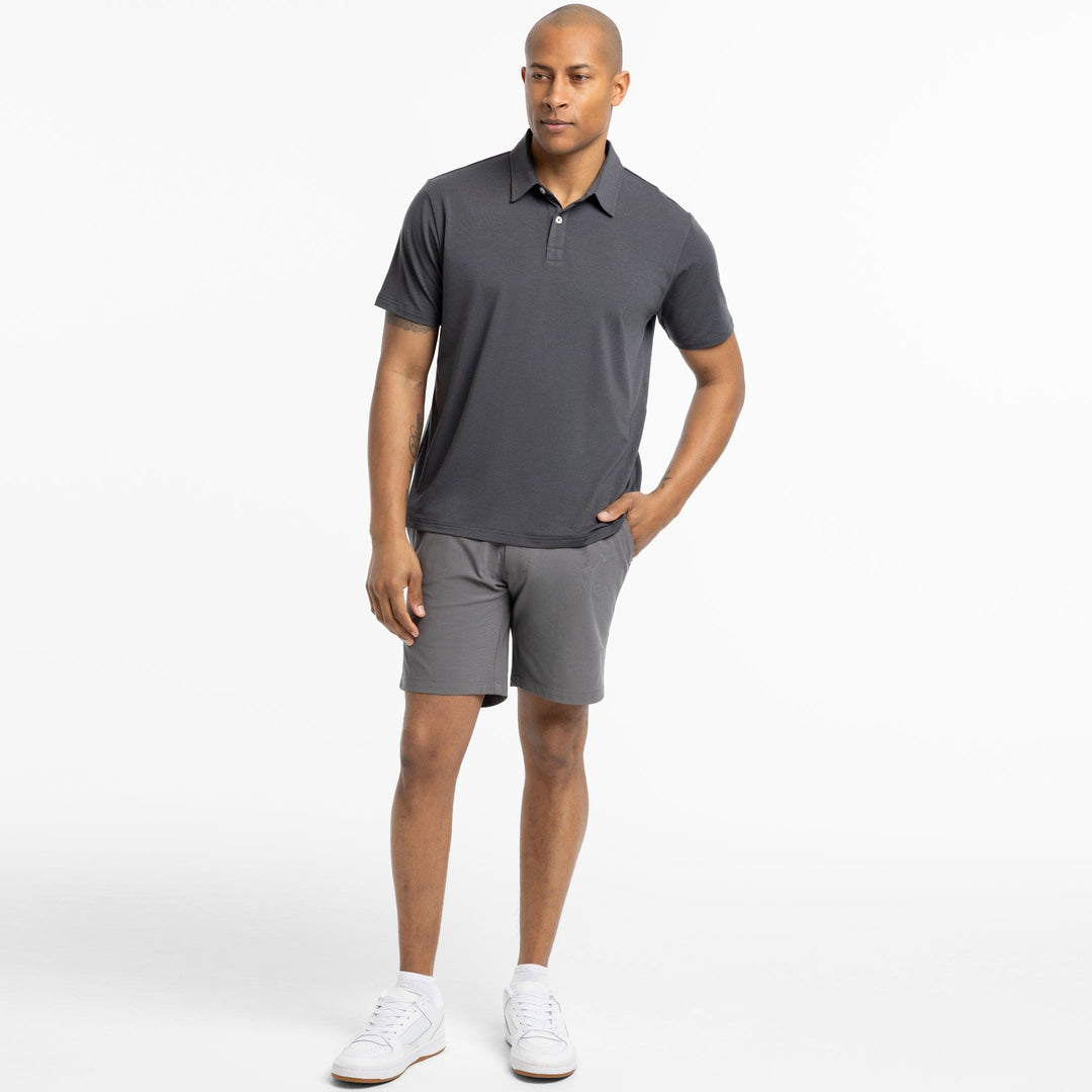 Ash & Erie Dark Grey Tech Polo Shirt for Short Men   Tech Polo Shirt