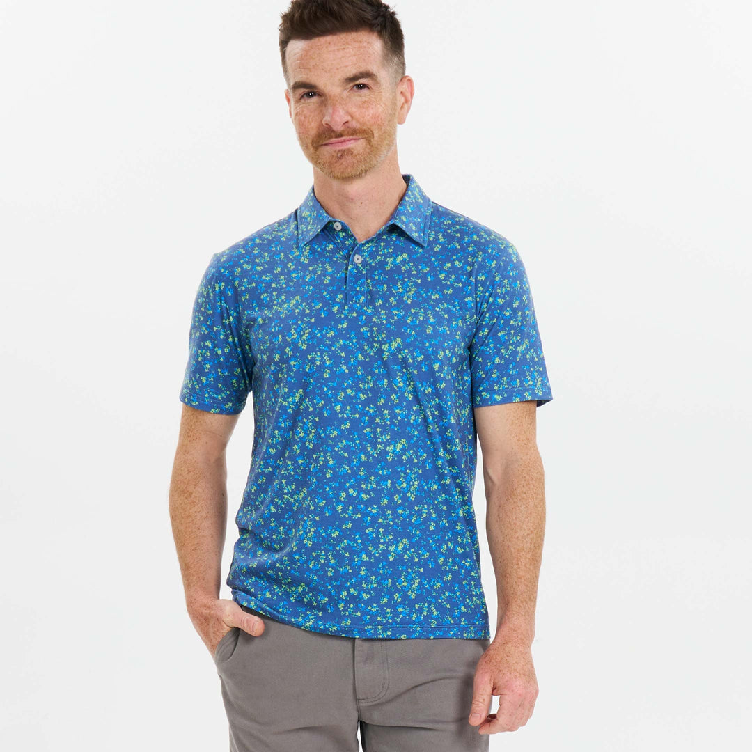 Ash & Erie Garden Party Tech Polo Shirt for Short Men Ash & Erie Garden Party Tech Polo Shirt for Short Men