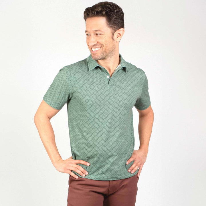 Ash & Erie Green Strikes Tech Polo Shirt for Short Men   Tech Polo Shirt