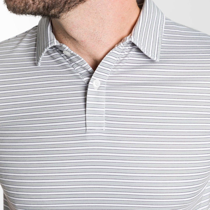 Ash & Erie Grey Stripes Tech Polo Shirt for Short Men   Tech Polo Shirt