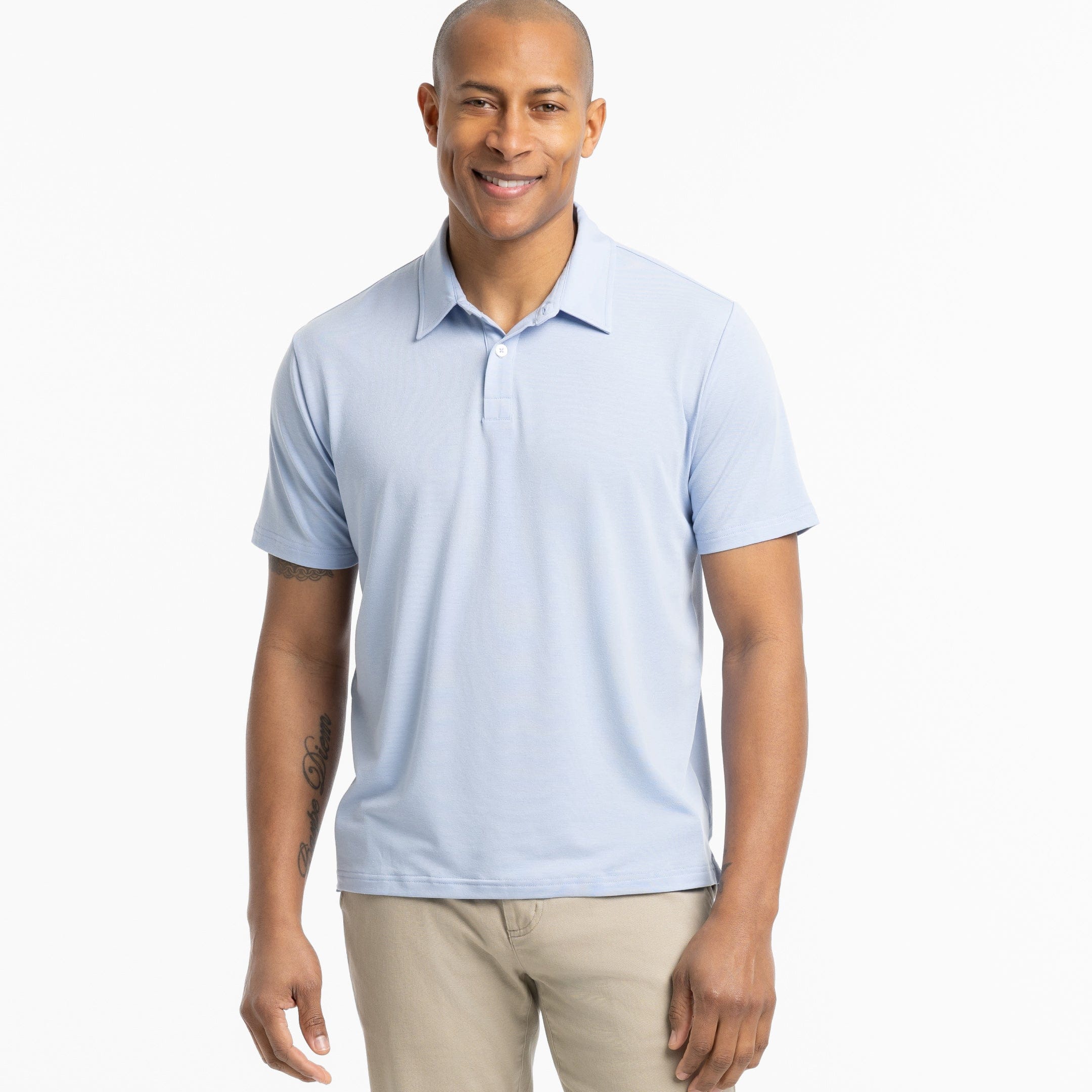 Ash & Erie Light Blue Tech Polo Shirt for Short Men   Tech Polo Shirt
