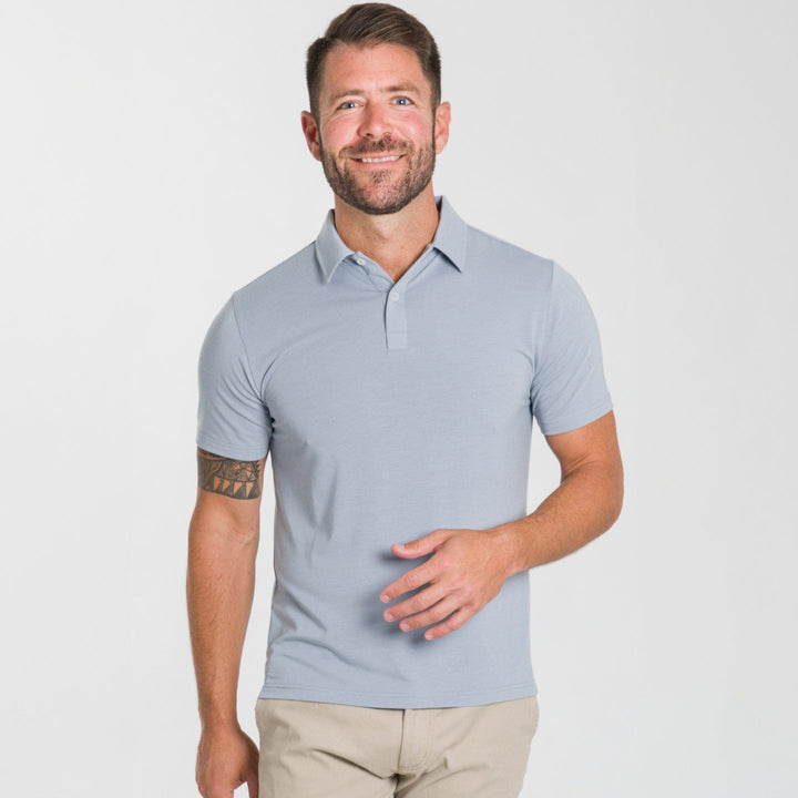 Ash & Erie Light Grey Tech Polo Shirt for Short Men   Tech Polo Shirt