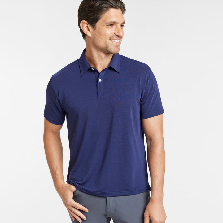 Ash & Erie Midnight Blue Tech Polo Shirt for Short Men   Tech Polo Shirt