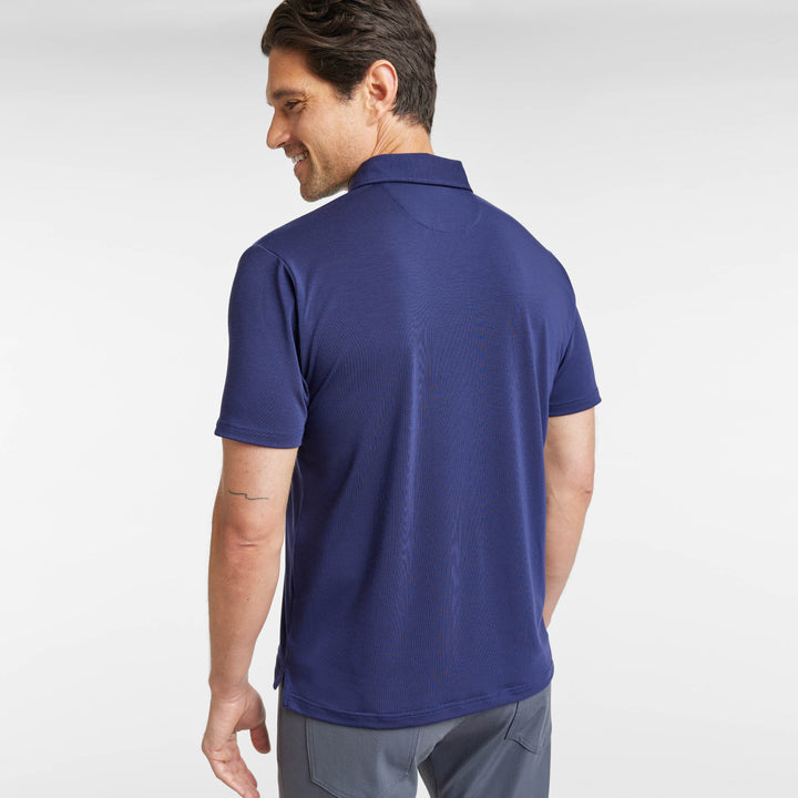 Ash & Erie Midnight Blue Tech Polo Shirt for Short Men   Tech Polo Shirt