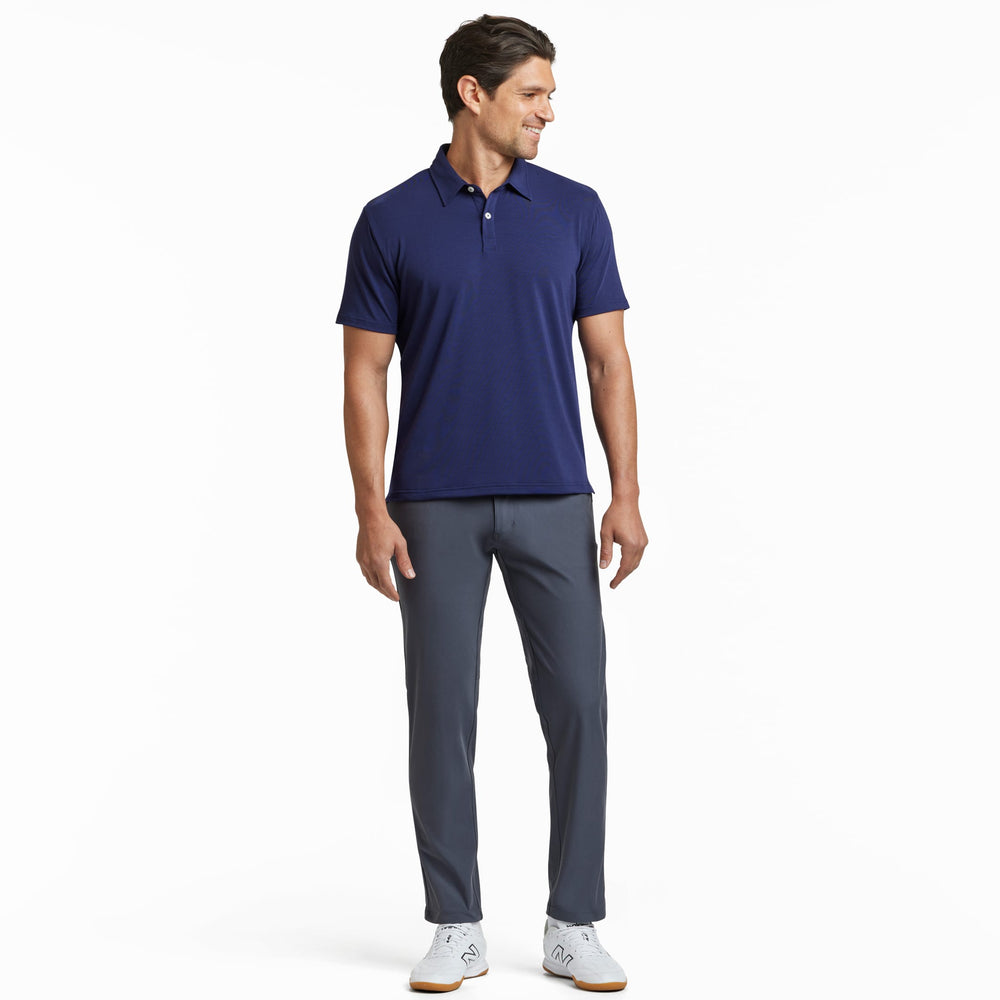 Ash & Erie Midnight Blue Tech Polo Shirt for Short Men   Tech Polo Shirt