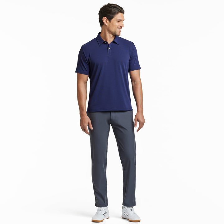 Ash & Erie Midnight Blue Tech Polo Shirt for Short Men   Tech Polo Shirt