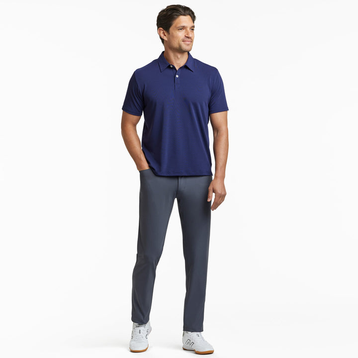 Ash & Erie Midnight Blue Tech Polo Shirt for Short Men   Tech Polo Shirt
