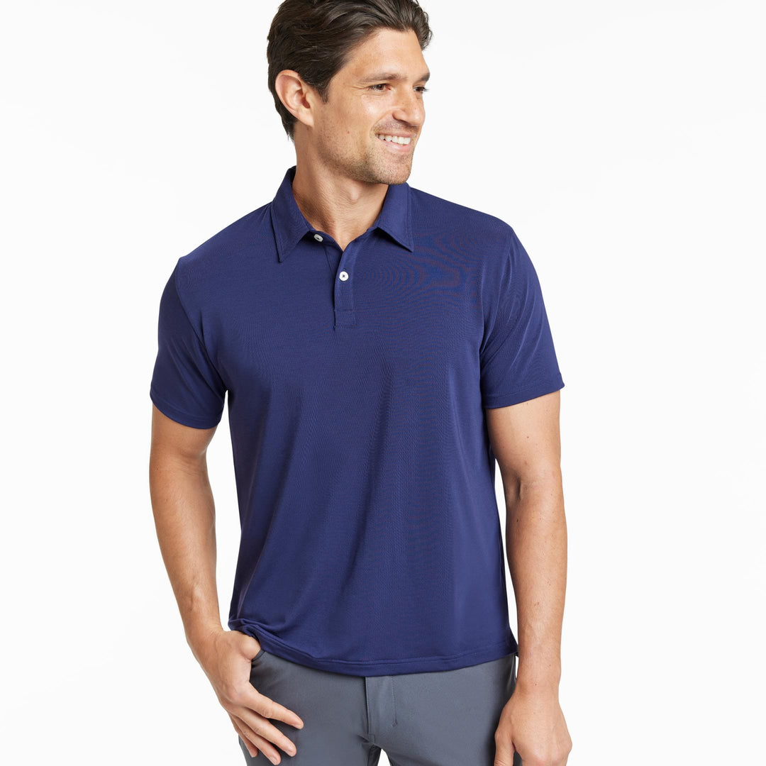 Ash & Erie Midnight Blue Tech Polo Shirt for Short Men   Tech Polo Shirt