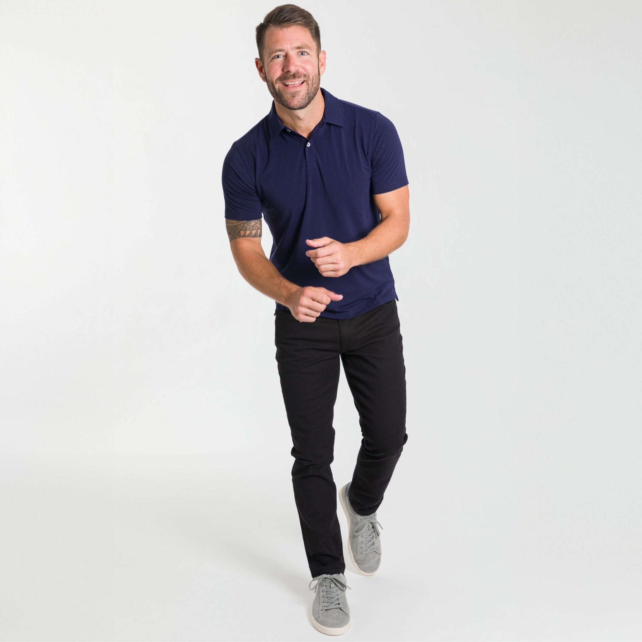 Ash & Erie Midnight Blue Short Polo Shirt Tech for Men