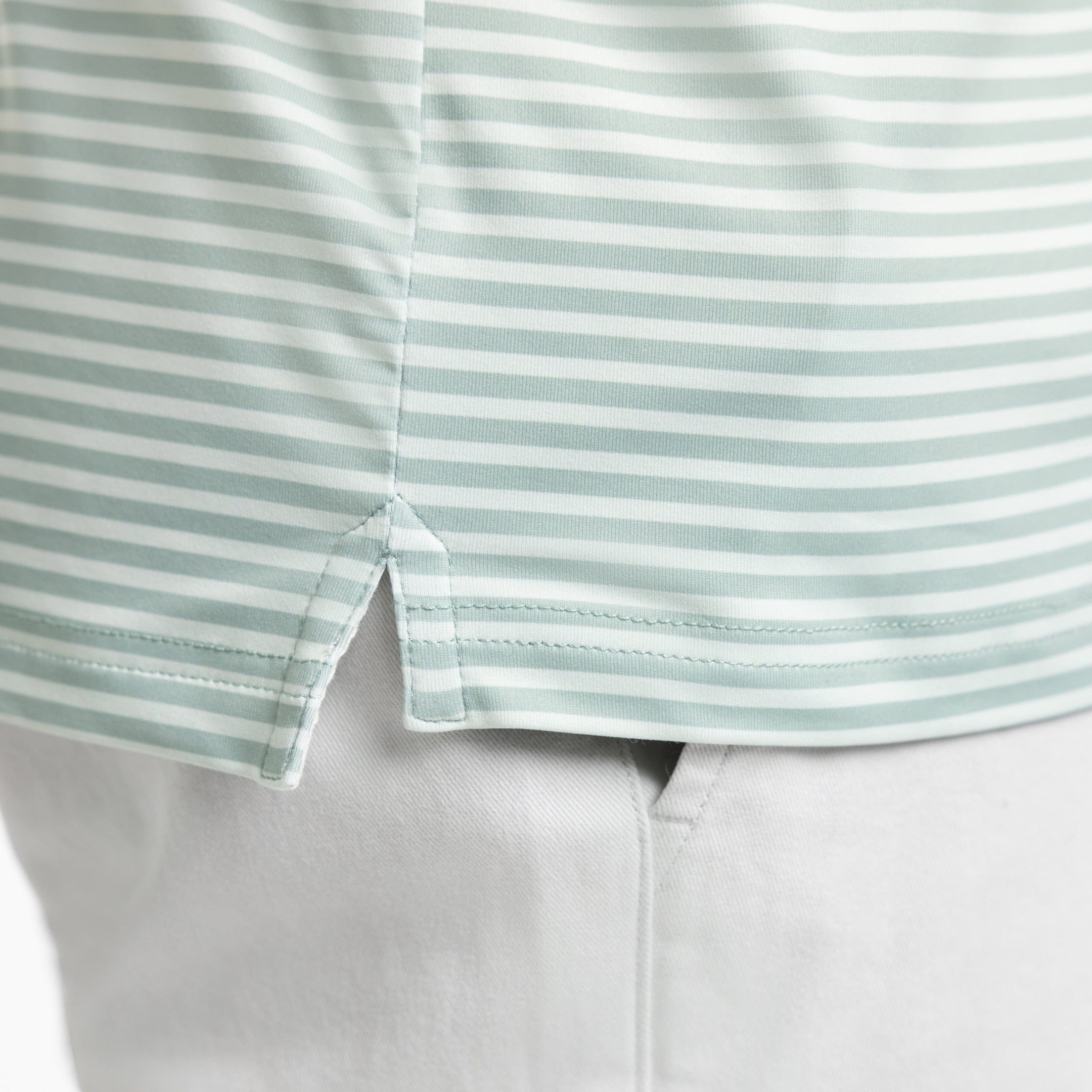 Ash & Erie Mint Stripe Tech Polo Shirt for Short Men   Tech Polo Shirt