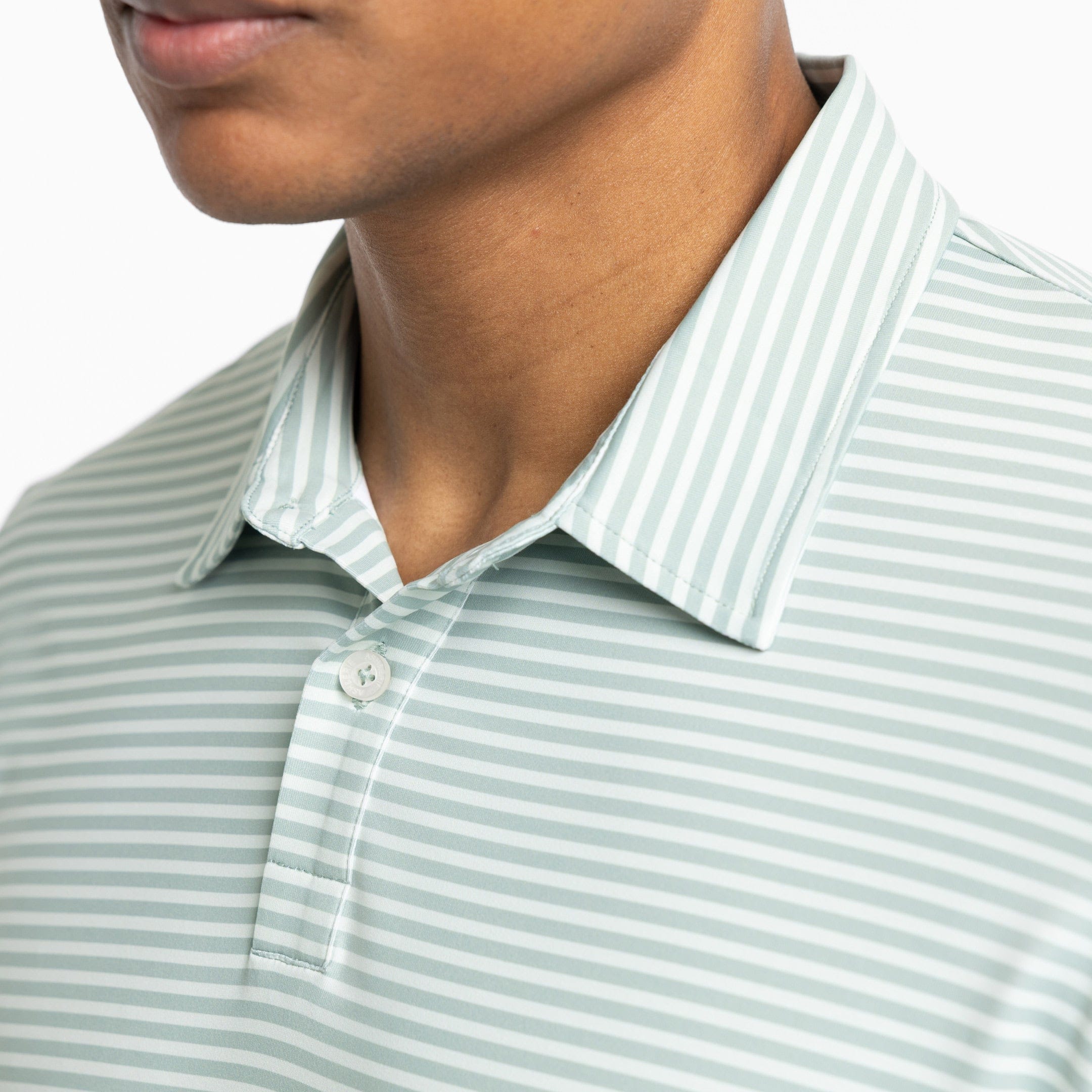 Ash & Erie Mint Stripe Tech Polo Shirt for Short Men   Tech Polo Shirt