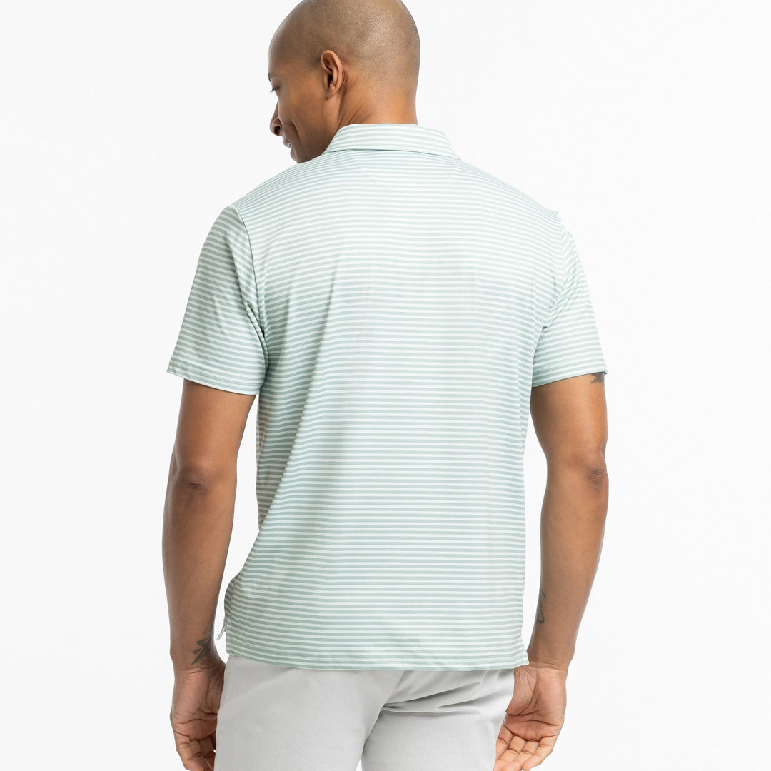 Ash & Erie Mint Stripe Tech Polo Shirt for Short Men   Tech Polo Shirt