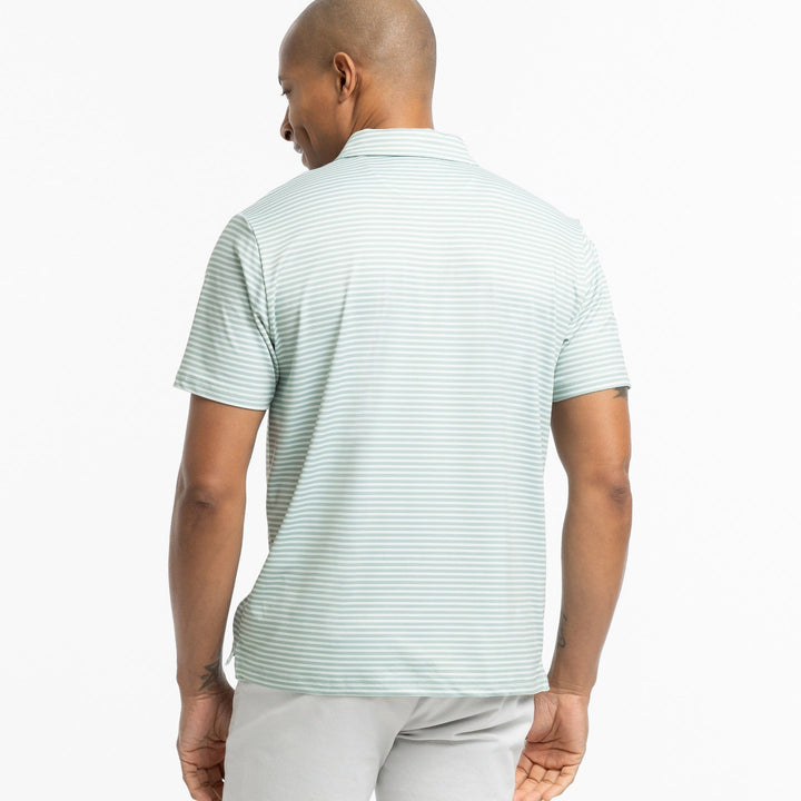Ash & Erie Mint Stripe Tech Polo Shirt for Short Men   Tech Polo Shirt