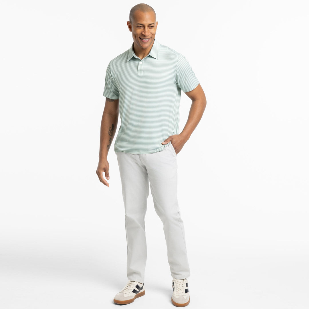 Ash & Erie Mint Stripe Tech Polo Shirt for Short Men   Tech Polo Shirt