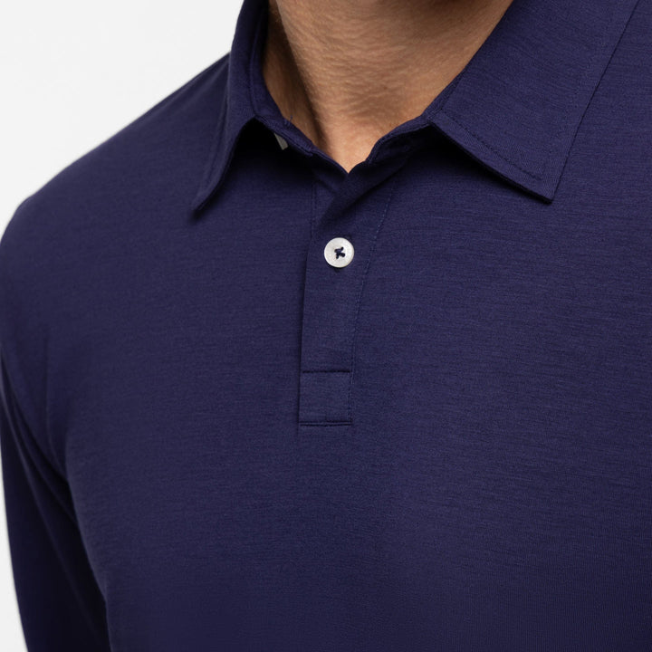 Ash & Erie Navy Long Sleeve Tech Polo Shirt for Short Men   Tech Polo Shirt