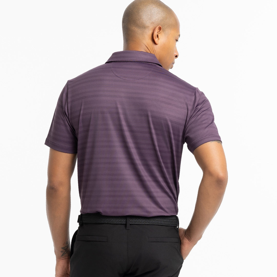 Ash & Erie Plum Textured Stripe Tech Polo Shirt for Short Men   Tech Polo Shirt