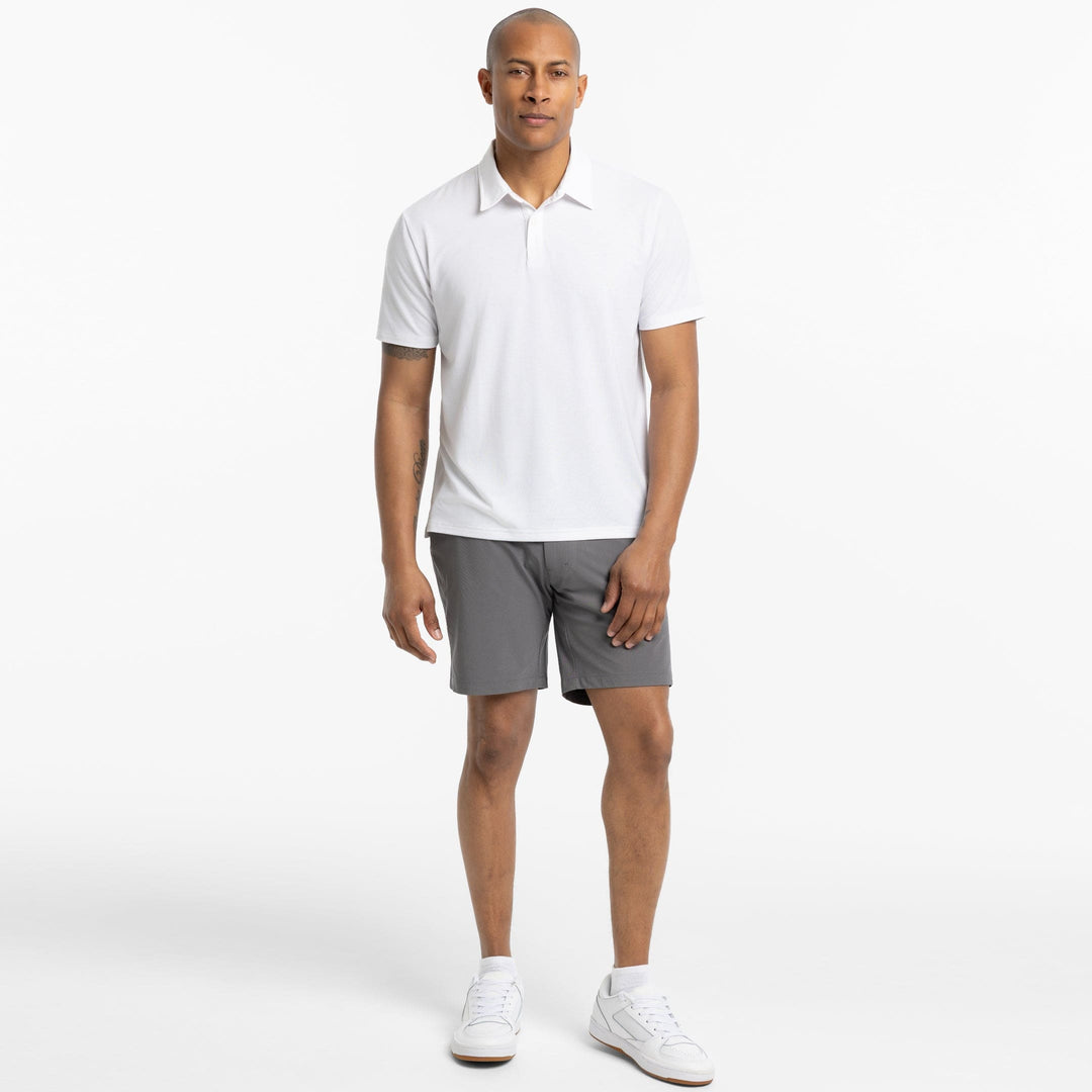 Ash & Erie White Tech Polo Shirt for Short Men   Tech Polo Shirt