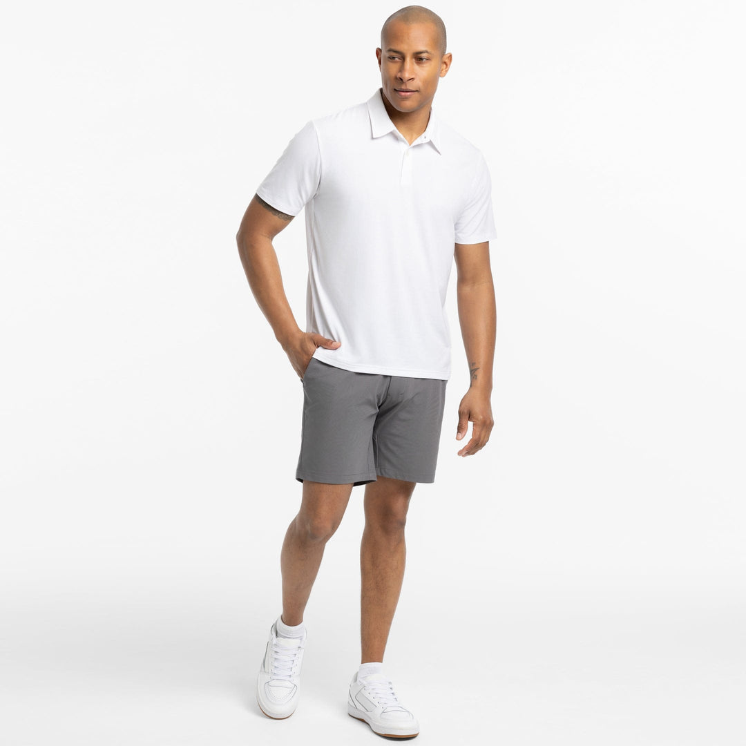 Ash & Erie White Tech Polo Shirt for Short Men   Tech Polo Shirt