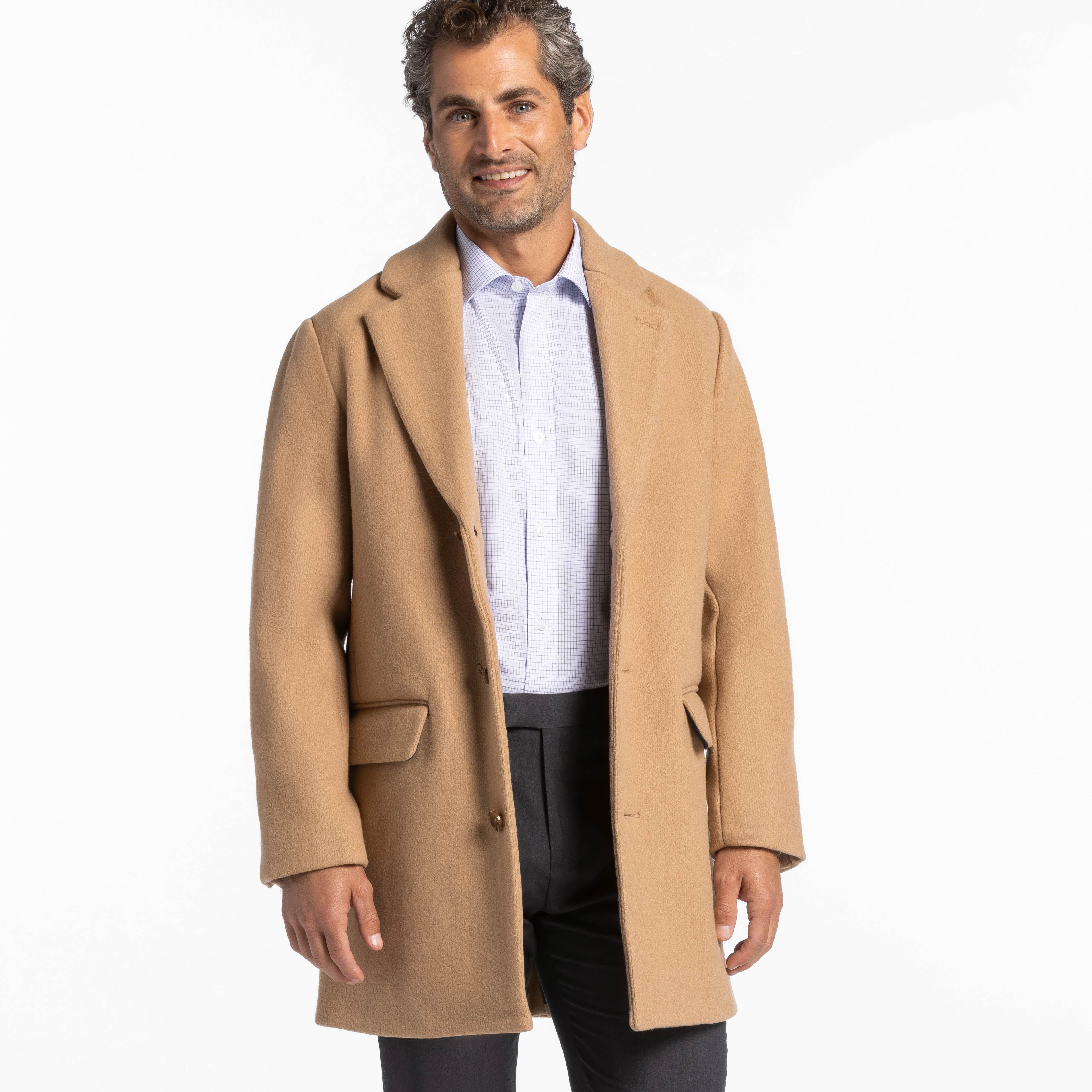 Ash & Erie Camel Wool Top Coat for Short Men   Top Coat