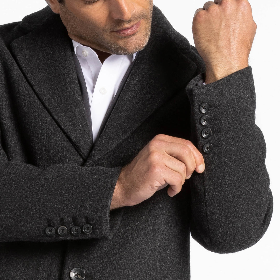 Ash & Erie Charcoal Wool Top Coat for Short Men   Top Coat