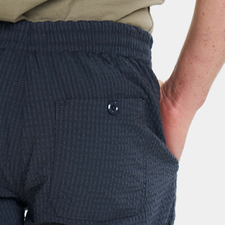 Ash & Erie Black Seersucker Deck Shorts for Short Men   Walking Shorts