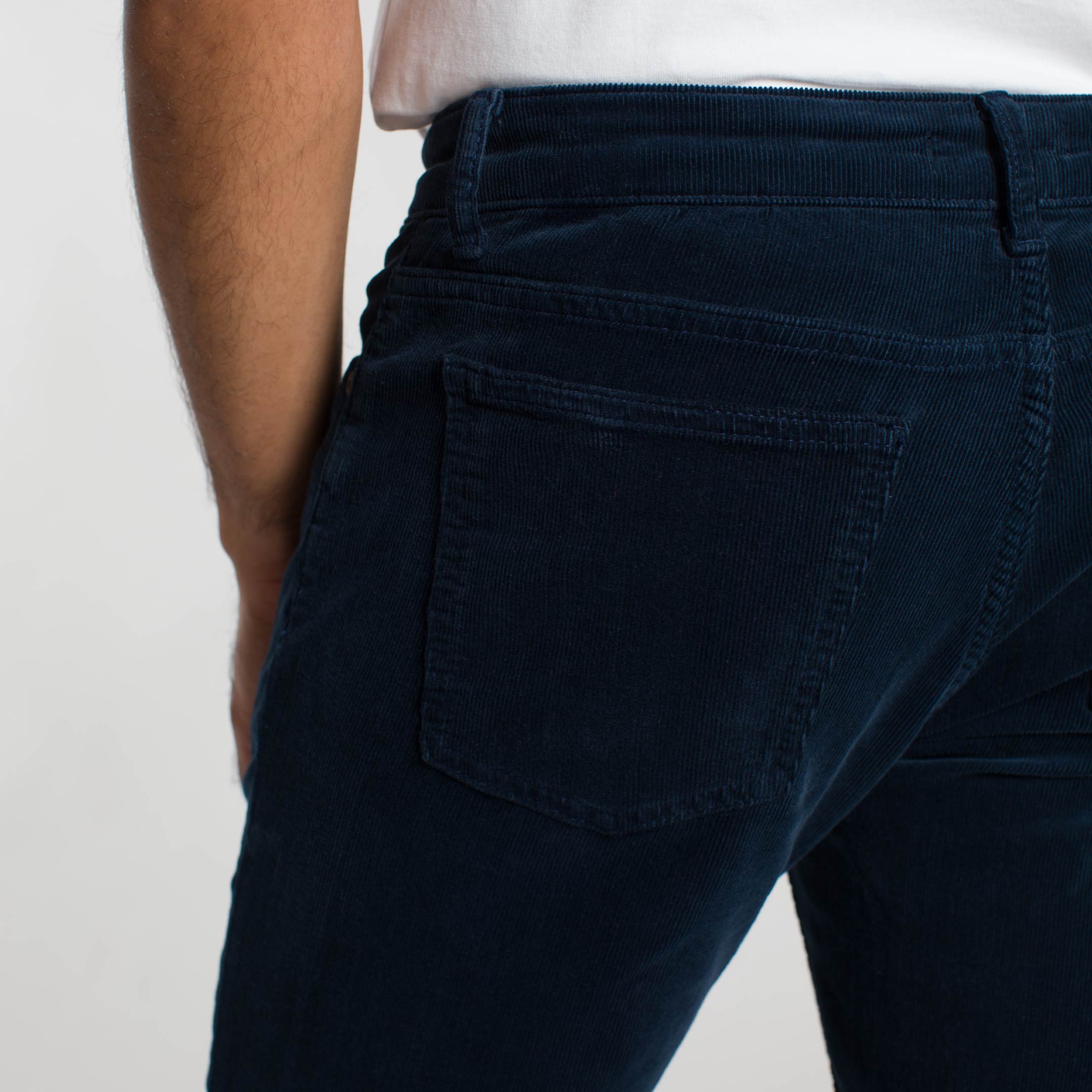 Ash & Erie Navy Stretch Corduroy Pant for Short Men   Weekend Jeans