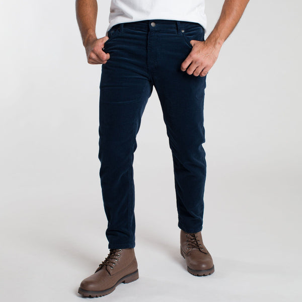 Ash & Erie Navy Stretch Corduroy Pant for Short Men