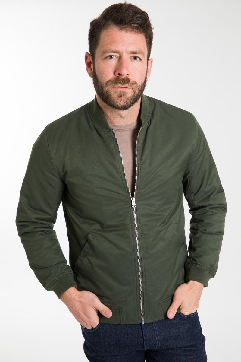 Ash & Erie Dark Green Bomber Jacket for Short Men