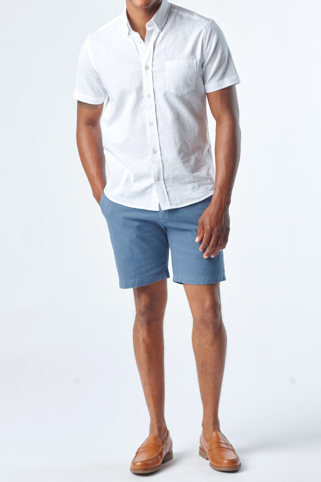 Buy Deep Blue Stretch Washed Chino Short for Short Men | Ash & Erie   Chino Shorts