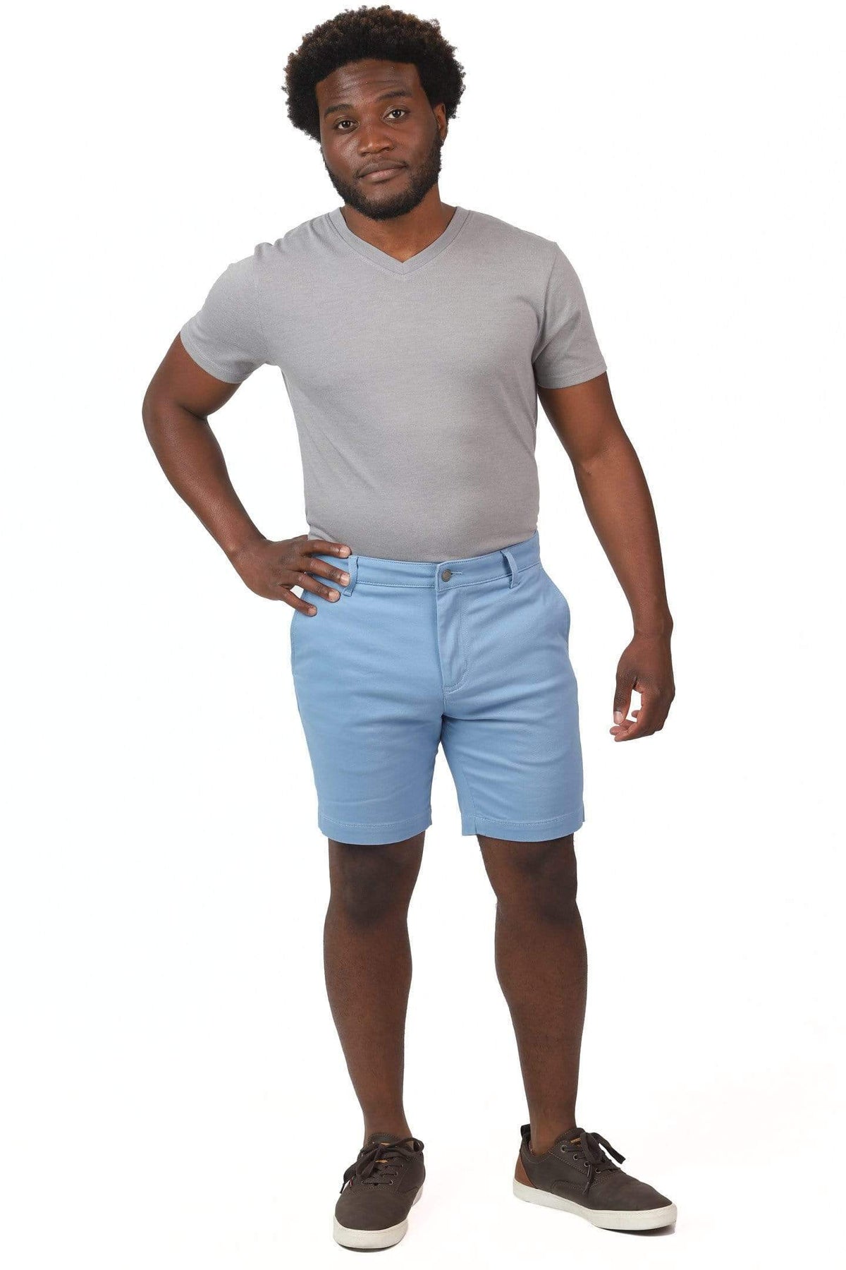 Ash & Erie Light Blue Lightweight Stretch Chino Shorts for Short Men