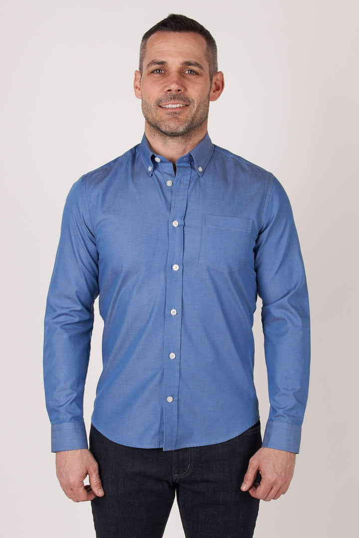 Buy Classic Chambray Button-Down Shirt for Short Men | Ash & Erie   Everyday Shirts