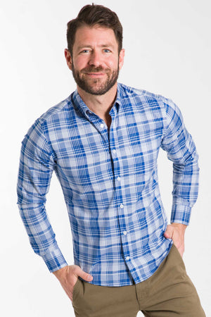 Chemise de commerce Duluth homme 2XL bleu blanc à carreaux Chemise de commerce Duluth homme 2XL bleu blanc à carreaux
