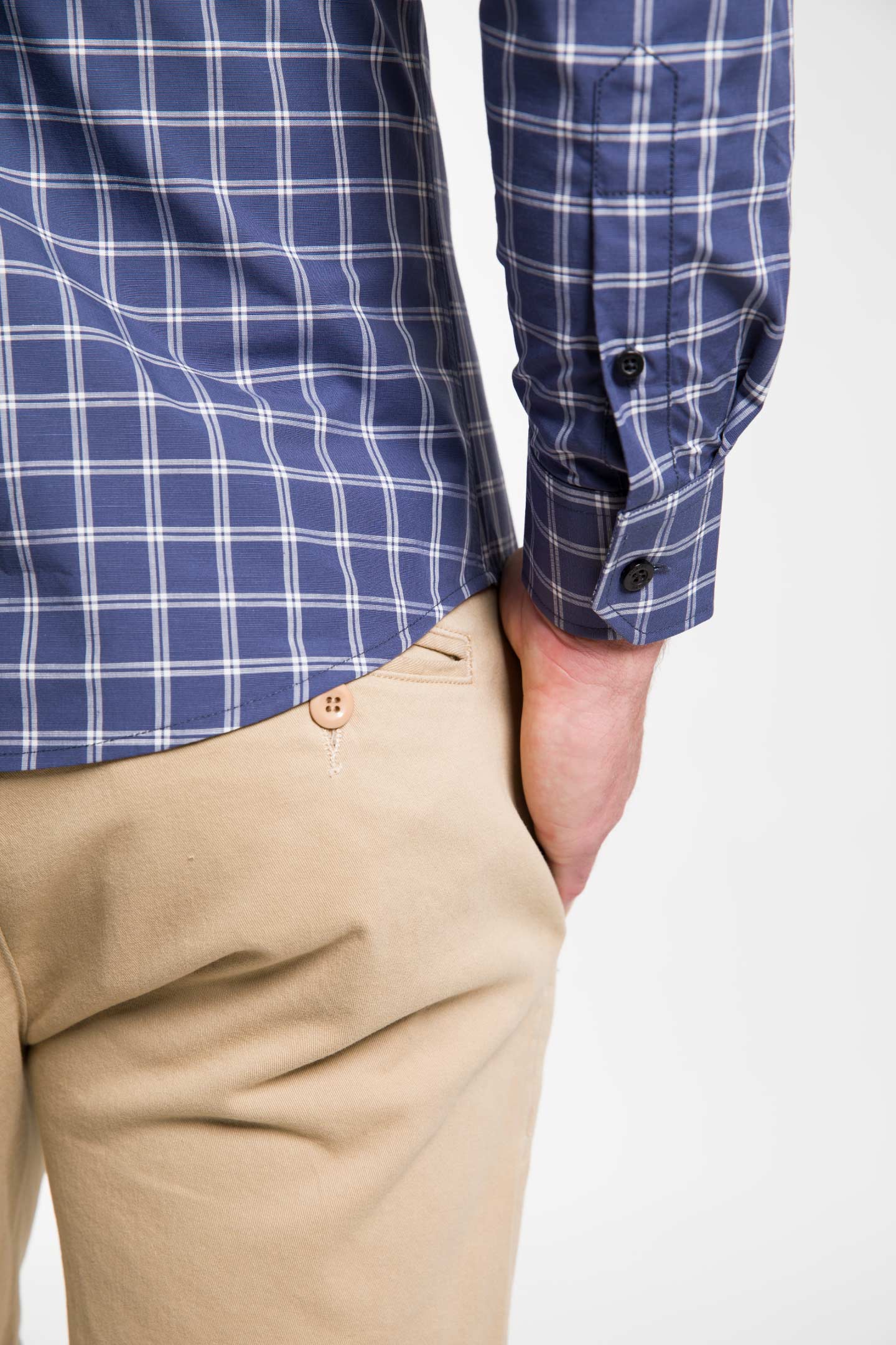 Ash & Erie Navy Check Button-Down Shirt for Short Men