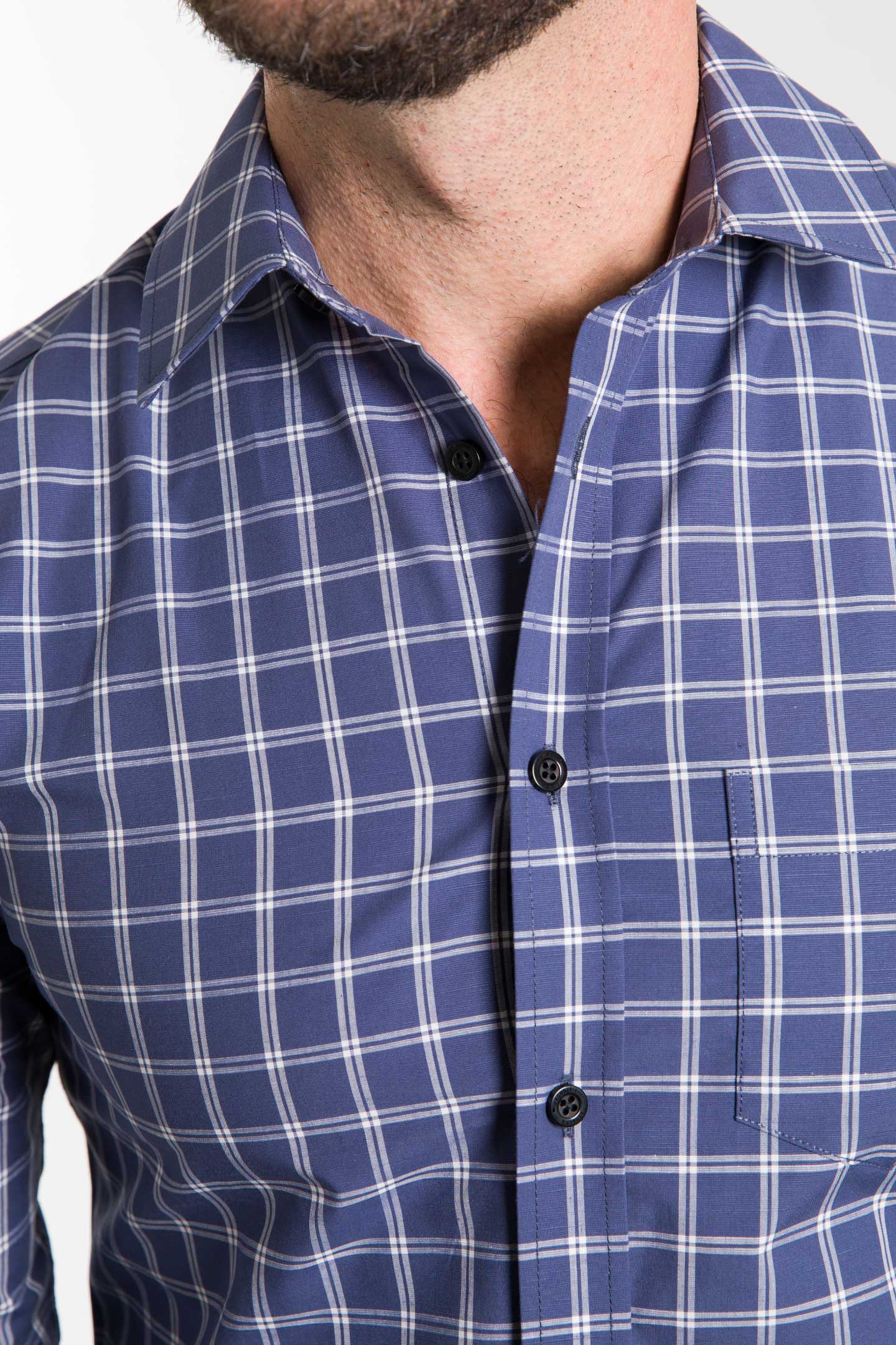 Ash & Erie Navy Check Button-Down Shirt for Short Men