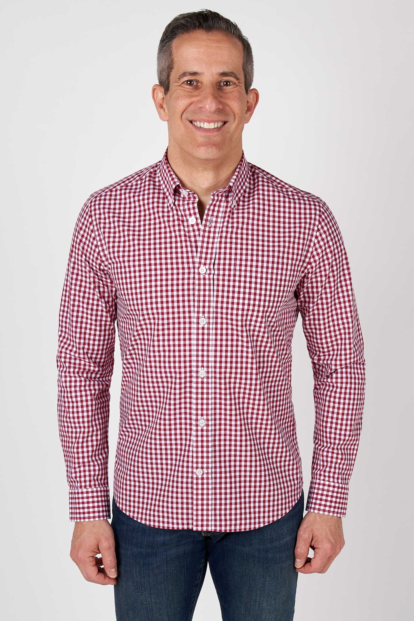 Buy Red Gingham Button-Down Shirt for Short Men | Ash & Erie   Everyday Shirts