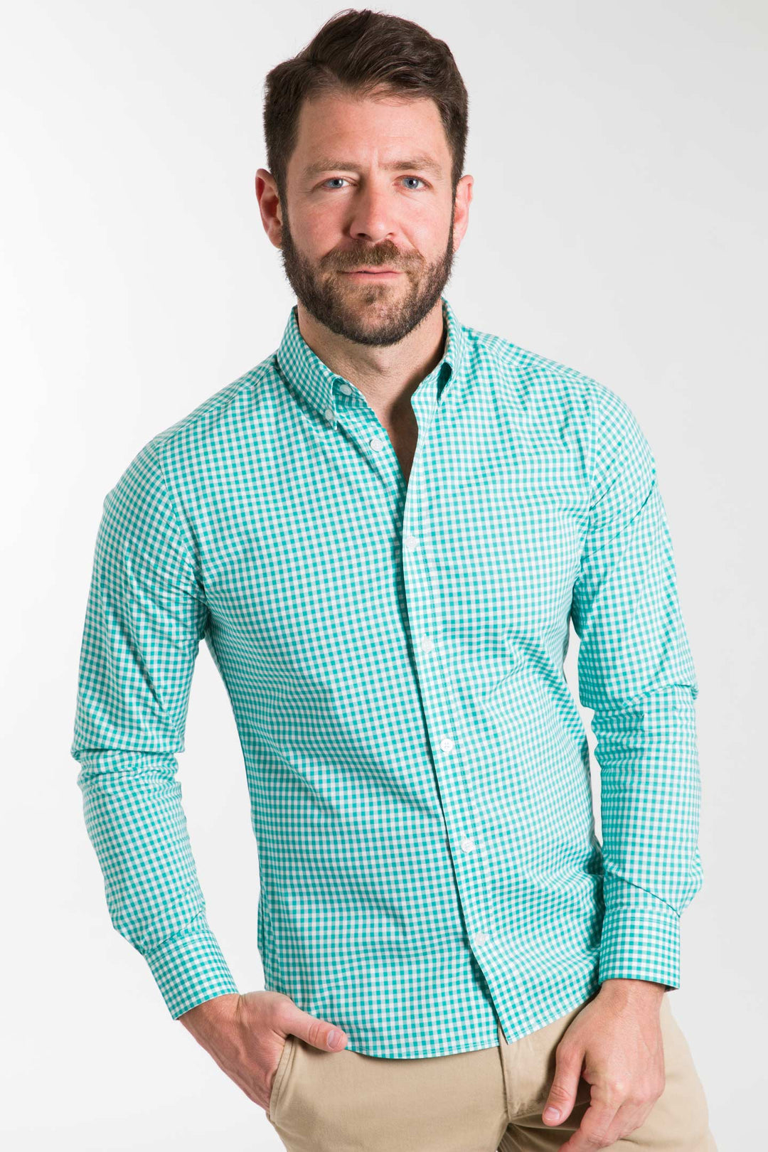 Ash & Erie Seafoam Gingham Button-Down Shirt for Short Men   Everyday Shirts