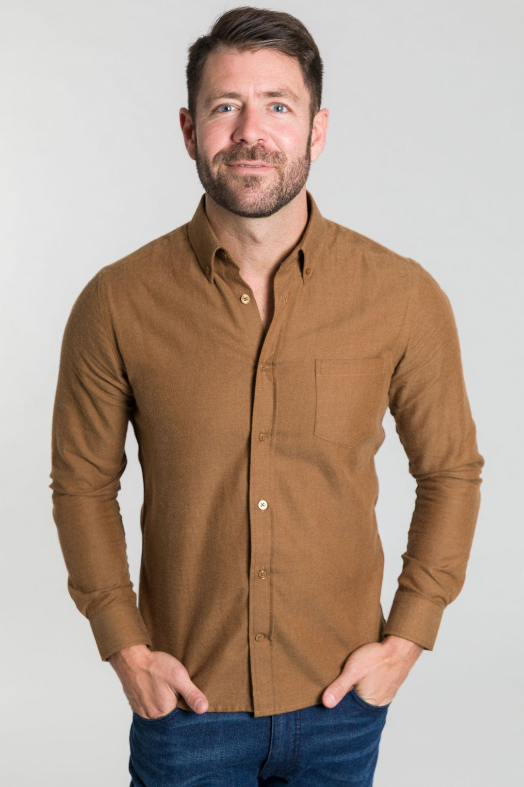 Buy Spiced Brushed Button-Down Shirt for Short Men | Ash & Erie   Everyday Shirts