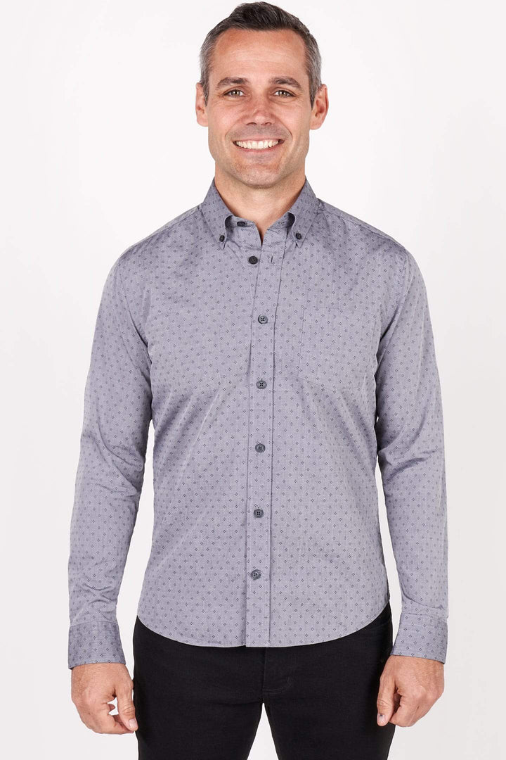 Buy Stargaze Gray Button-Down Shirt for Short Men | Ash & Erie   Everyday Shirts