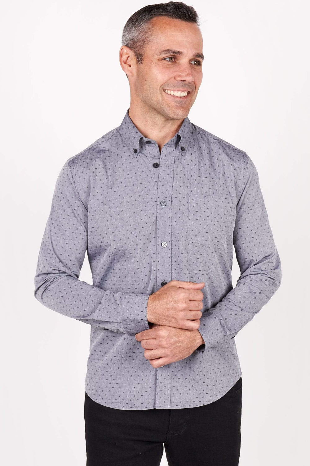 Buy Stargaze Gray Button-Down Shirt for Short Men | Ash & Erie   Everyday Shirts