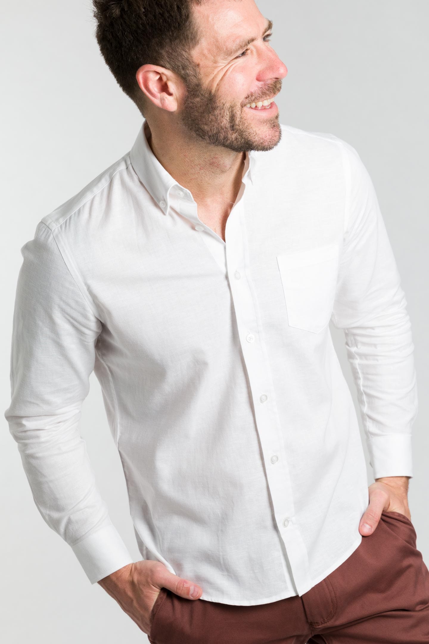 Buy White Linen Button-Down Shirt for Short Men | Ash & Erie