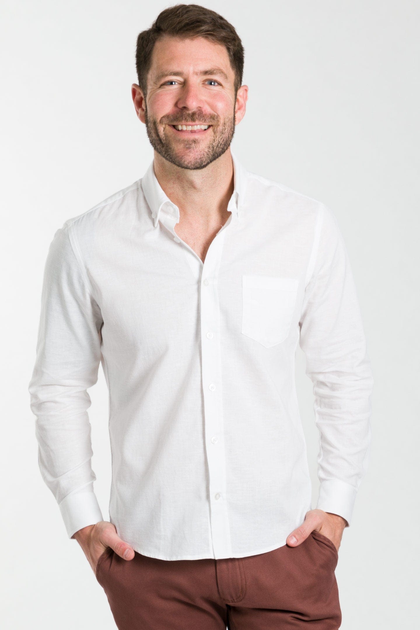 White linen shirt men's short outlet sleeve