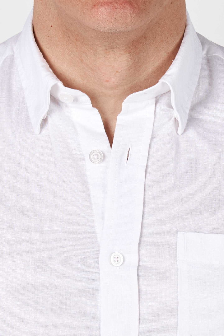 Buy White Linen Button-Down Shirt for Short Men | Ash & Erie   Everyday Shirts